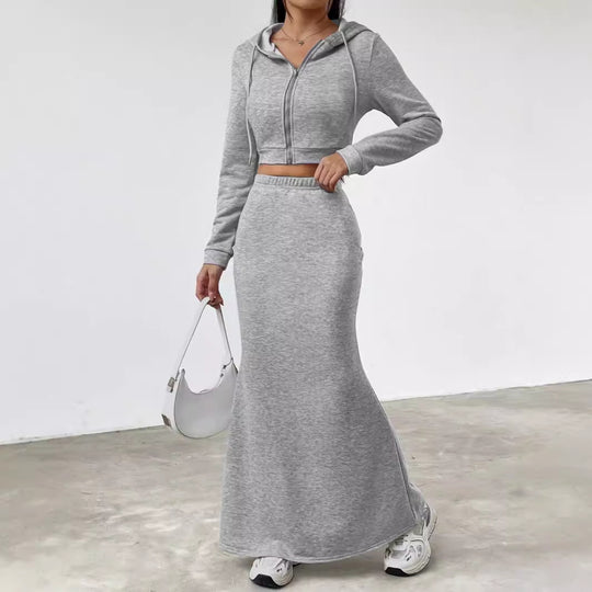 Damen Hoodie und Maxi-Rock Set Heidi-Mode