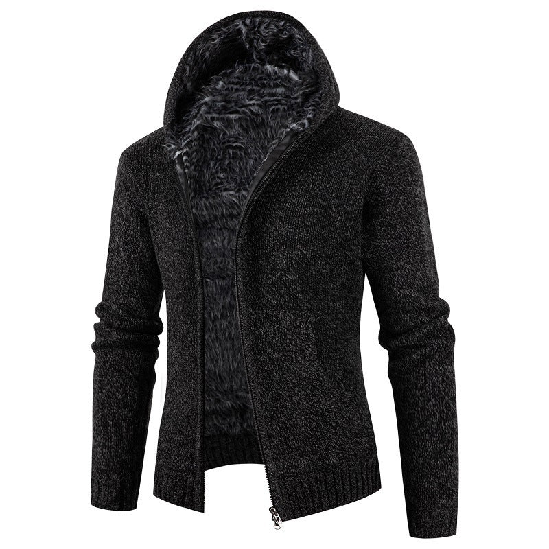 Herren kuschelige Strickjacke mit hohem Kragen und praktischen Taschen Heidi-Mode