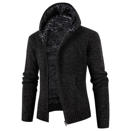 Herren kuschelige Strickjacke mit hohem Kragen und praktischen Taschen Heidi-Mode