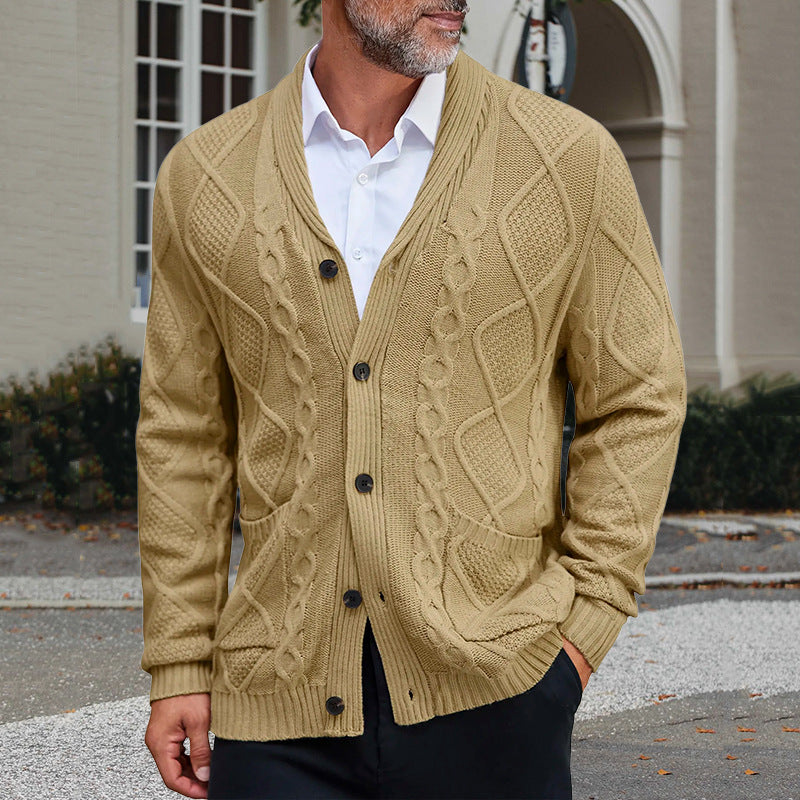 Herren modischer Strickcardigan mit strukturierter Oberfläche und praktischen Taschen Heidi-Mode