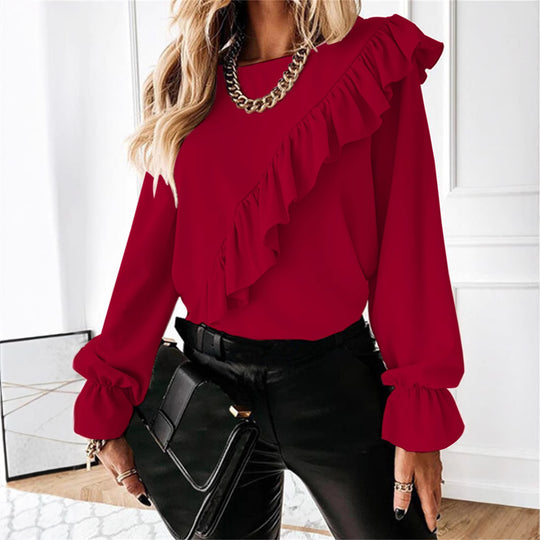 Damen Bluse mit voluminösen Rüschen Heidi-Mode