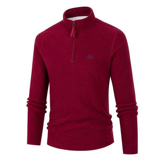 Herren Fleece Pullover mit Stehkragen und Reißverschluss Heidi-Mode