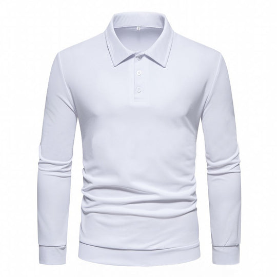 Herren Langarm Polohemd aus atmungsaktivem Stoff mit modernen Knopfdetails Heidi-Mode