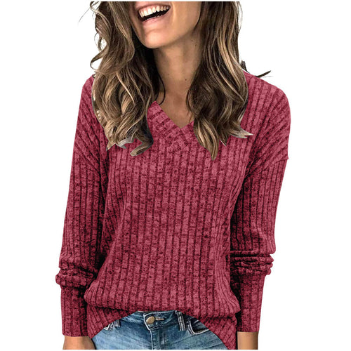 Damen eleganter V-Ausschnitt Pullover Heidi-Mode