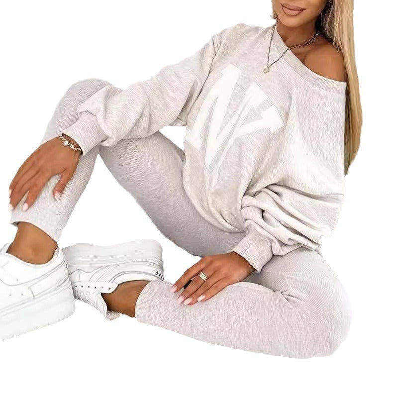 Damen Oversized Grafik Pullover und Leggings Set Heidi-Mode
