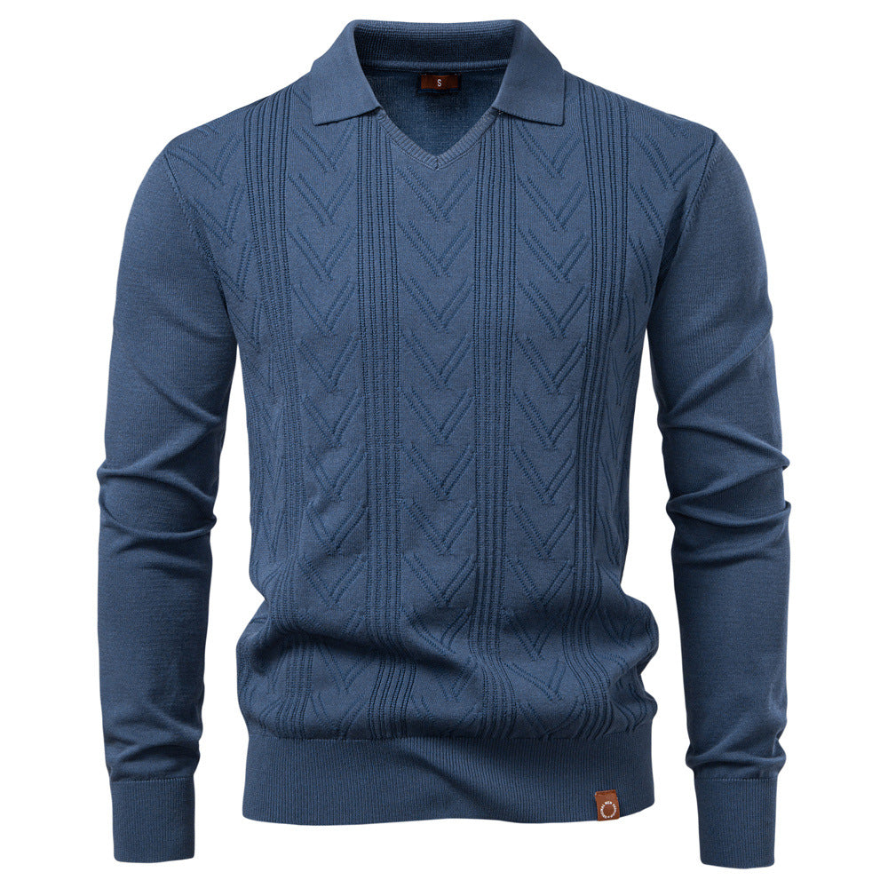 Herren Pullover mit V-Ausschnitt und strukturiertem Design Heidi-Mode