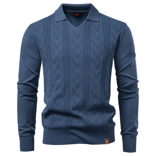 Herren Pullover mit V-Ausschnitt und strukturiertem Design Heidi-Mode