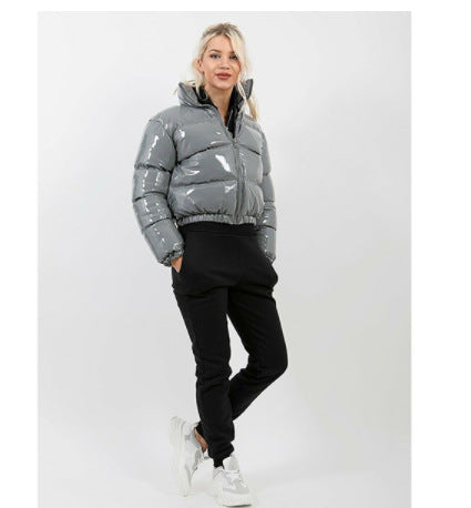 Damen modische kurze Steppjacke mit glänzendem Finish Heidi-Mode