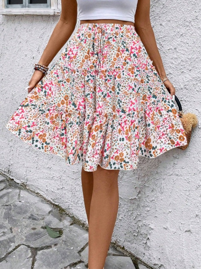 Damen Sommerrock mit charmanten Volantdetails und floralem Muster Heidi-Mode