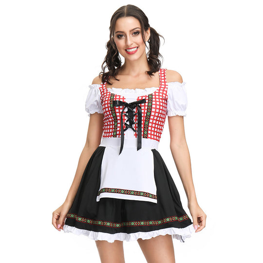 Damen Trachtenkleid mit verspielten Rüschen und detaillierter Schnürung Heidi