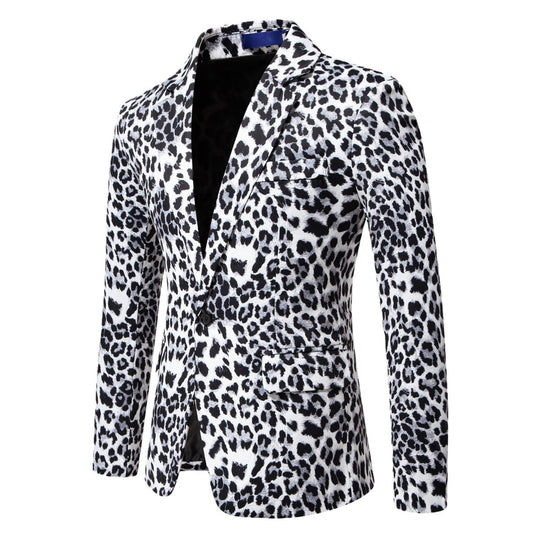 Herren stilvoller Blazer mit animalischem Muster und schmaler Passform Heidi-Mode