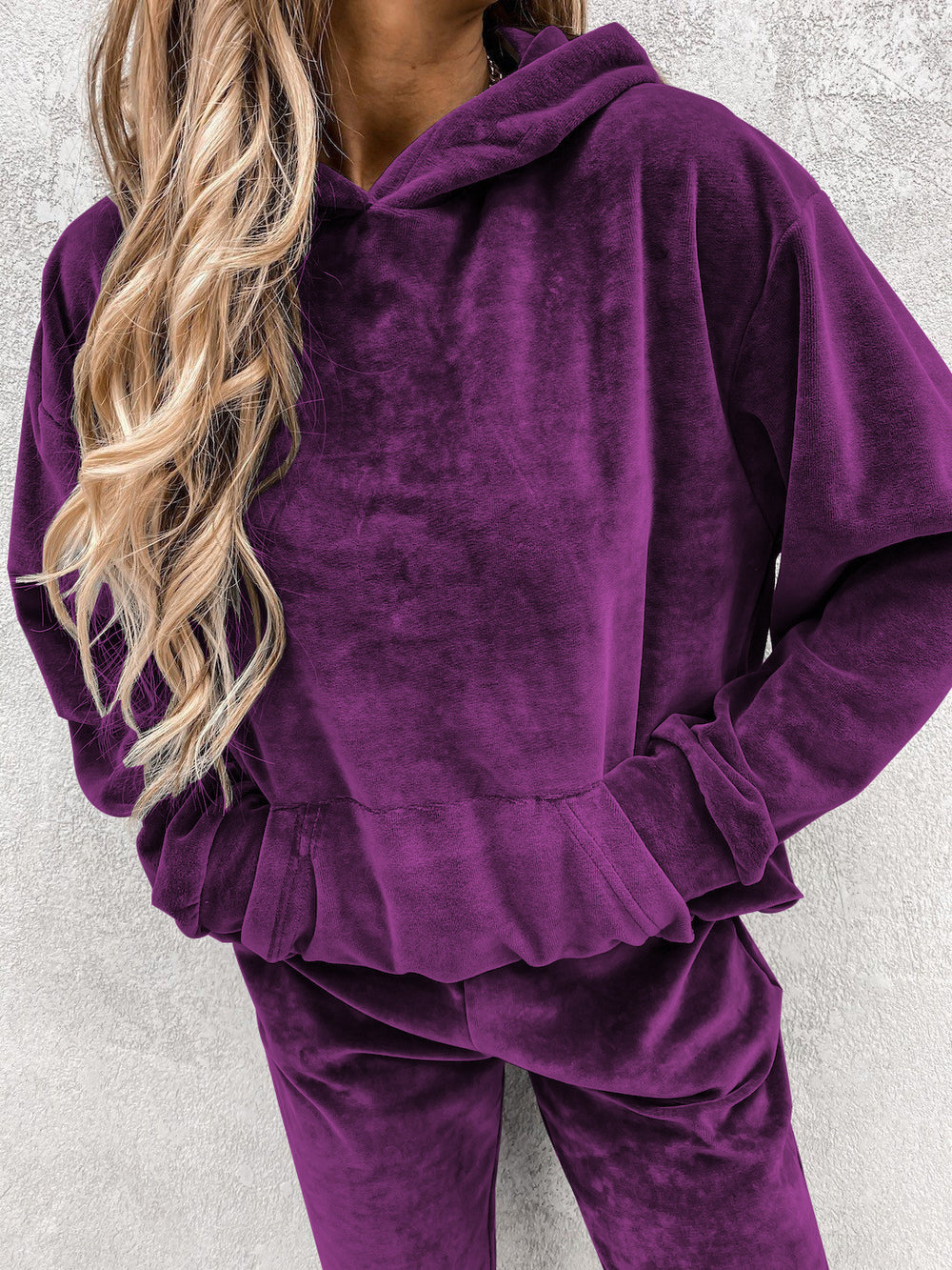 Damen modischer Fleece-Hoodie mit elastischem Saum und Kängurutasche Heidi-Mode