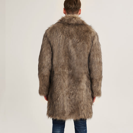 Herren Luxuriöse Kunstfelljacke mit breit geschnittenem Kragen Heidi-Mode