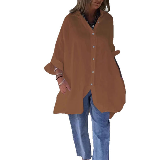 Damen Übergröße Bluse mit lässigem Schnitt und Druckknopfverschluss Heidi-Mode