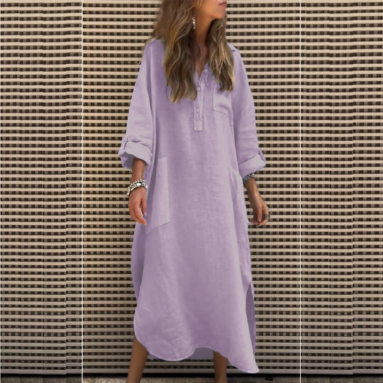 Damen Hemdkleid mit praktischen Taschen und langem Arm Heidi-Mode