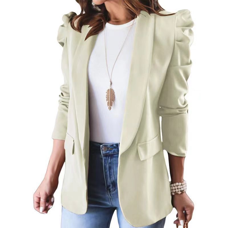 Damen Modischer Blazer mit angeschnittenen Puffärmeln und praktischen Taschen Heidi-Mode