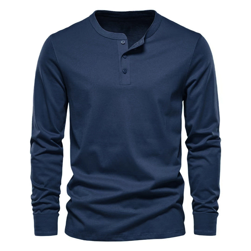 Herren lässiges Langarmshirt mit Knopfleiste und weichem Material Heidi-Mode