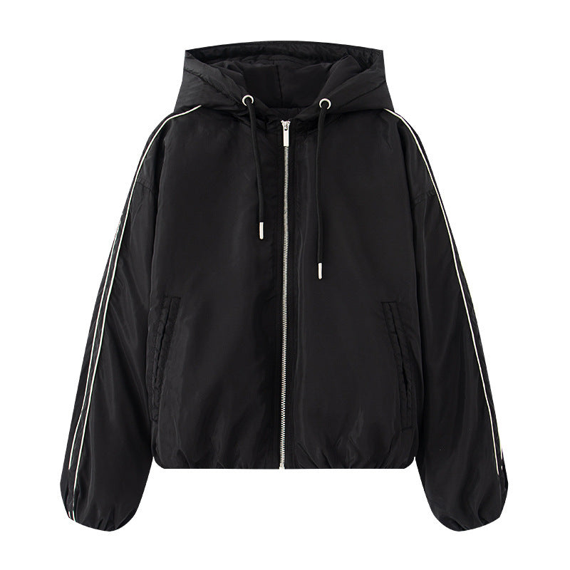 Damen sportliche Übergangsjacke mit Kapuze und seitlichen Reißverschlüssen Heidi-Mode