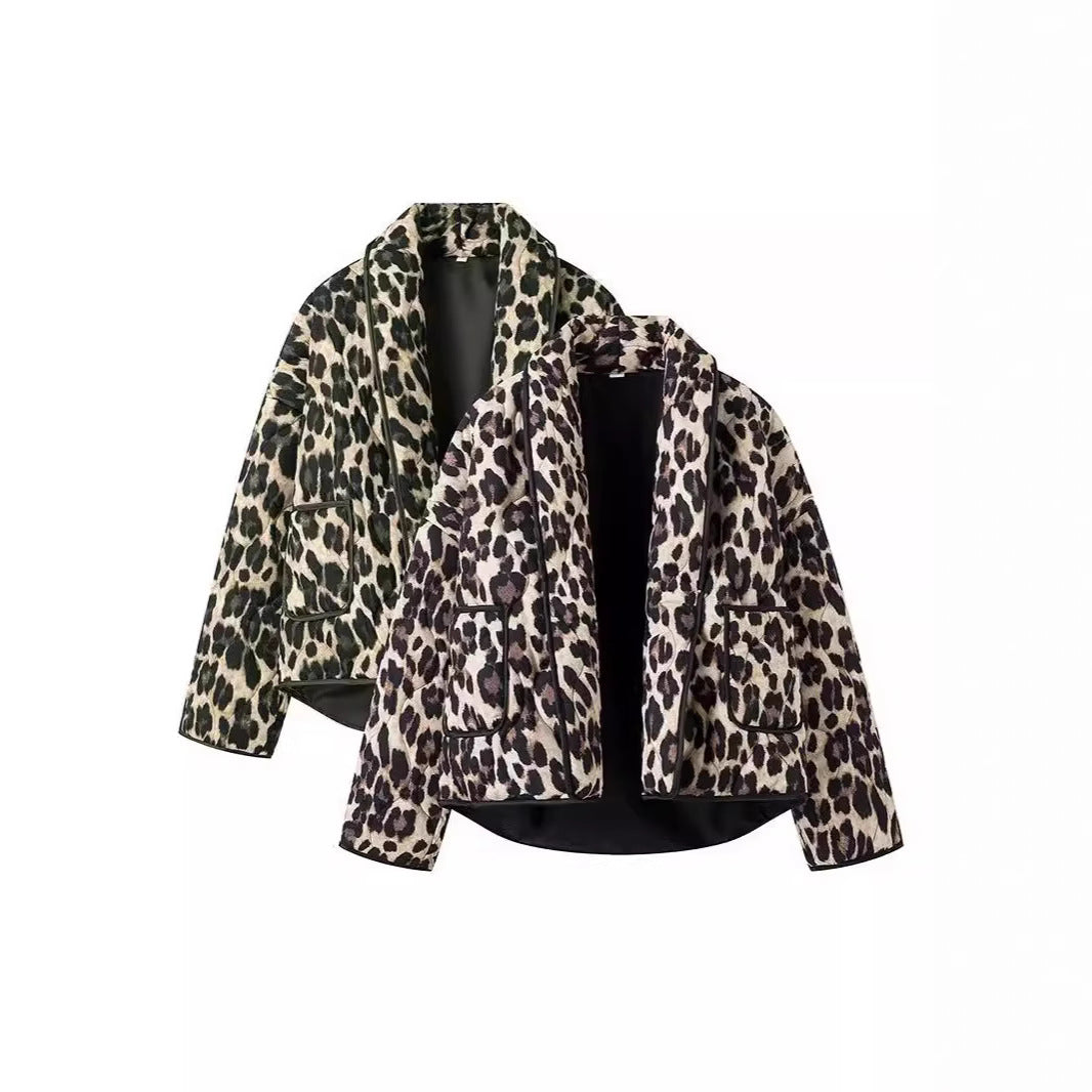 Damen Steppjacke im eleganten Leopardenmuster Heidi-Mode