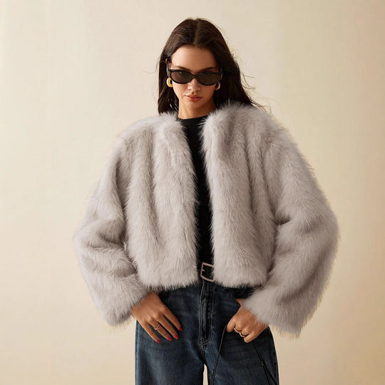 Damen kurzärmlige Pelzjacke Heidi-Mode