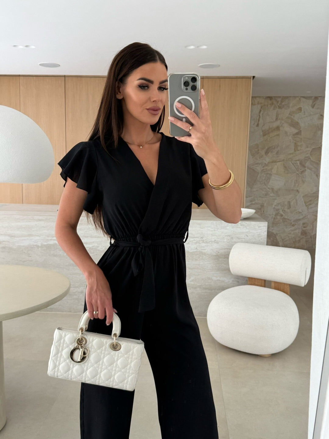 Damen eleganter Jumpsuit mit voluminösen Ärmeln und schmaler Taillenbetonung Heidi-Mode