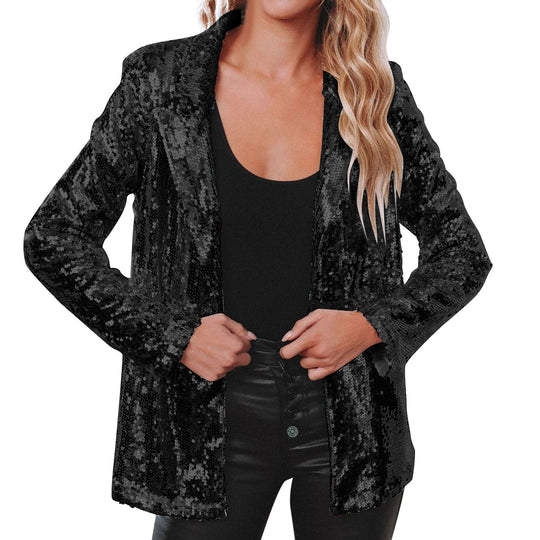 Damen Blazer mit Paillettenbesatz Heidi-Mode
