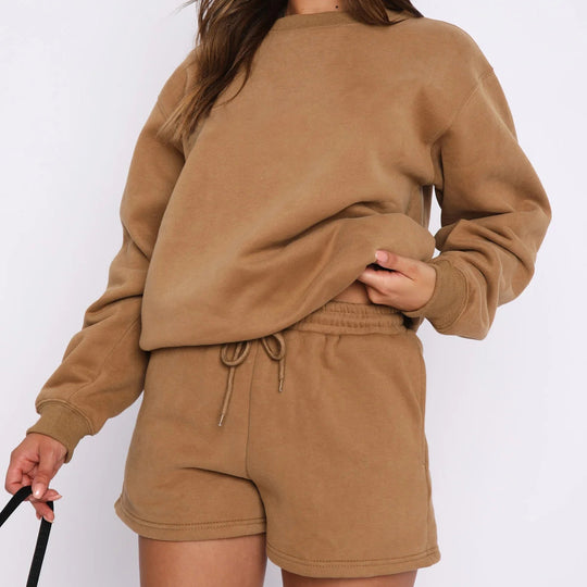 Damen Lässiges Sweater-Shorts-Set mit hohem Tragekomfort Heidi-Mode