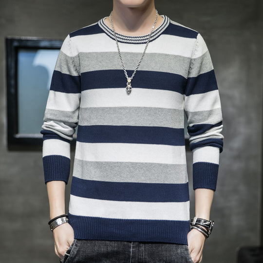 Herren gestreifter Pullover aus weichem Baumwollmix Heidi-Mode