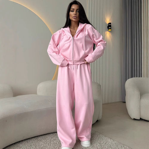 Damen Lässiges Sport-Set mit modischer Kapuze und weitem Schnitt Heidi-Mode