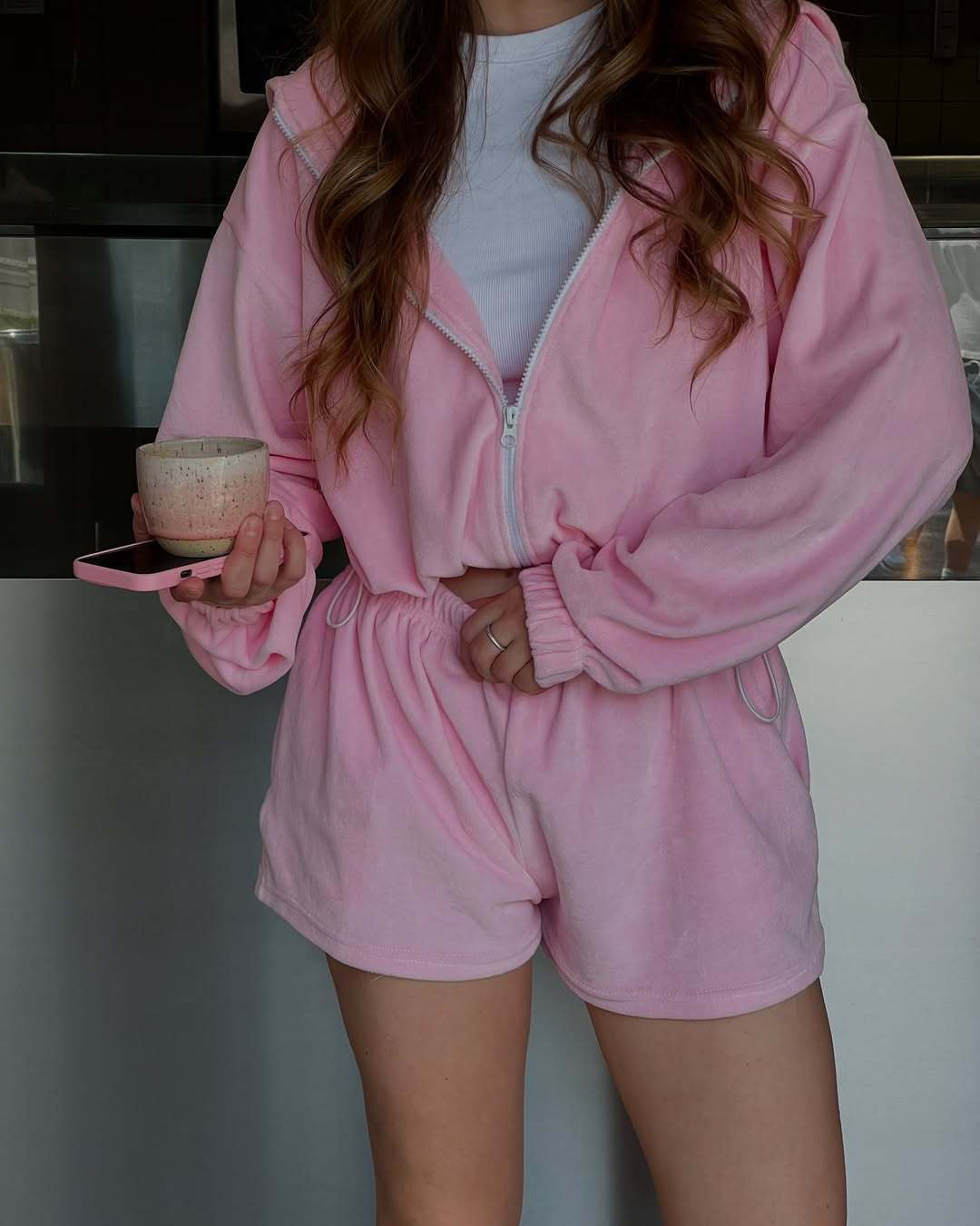 Damen lässiges Freizeit-Lounge-Set mit hoher Taille und elastischem Bund Heidi-Mode