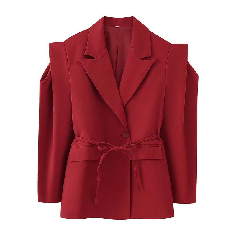 Damen modischer Blazer mit taillierbarem Gürtel und oversized Schnitt Heidi-Mode