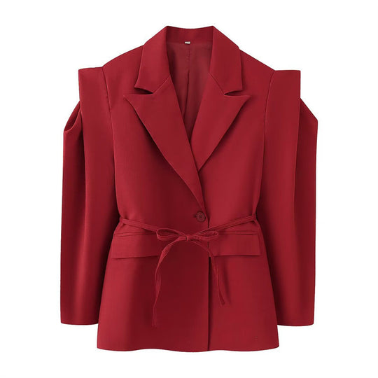Damen modischer Blazer mit taillierbarem Gürtel und oversized Schnitt Heidi-Mode