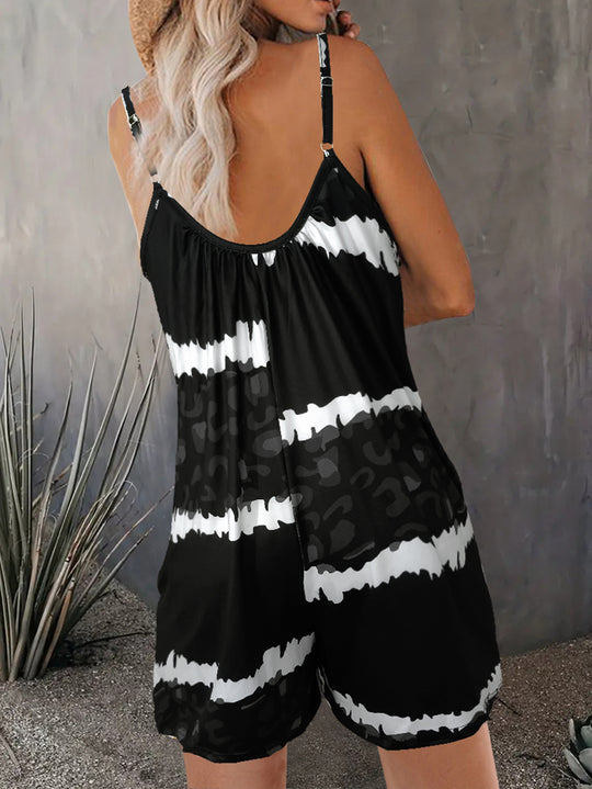 Damen luftiger Overall mit Spaghettiträgern und modischem Tierdesign Heidi-Mode