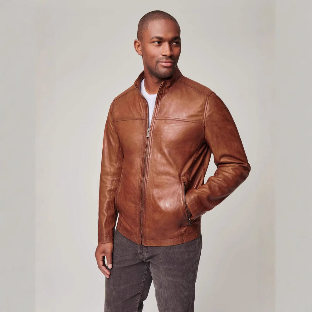 Herren Lederjacke im klassischem Design mit praktischen Taschen Heidi-Mode