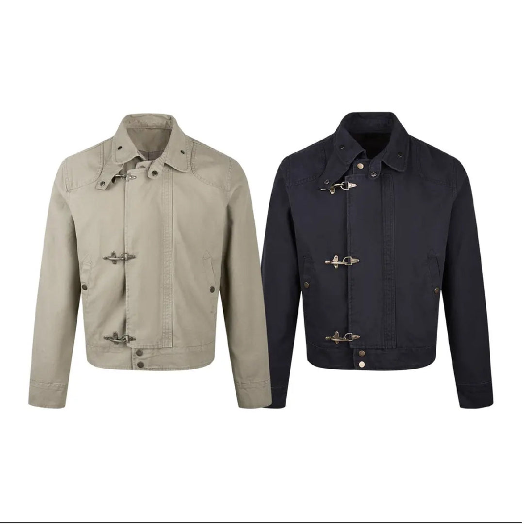 Herren modische Kurzjacke mit innovativen Schnallen und praktischem hochgeschlossenem Kragen Heidi-Mode