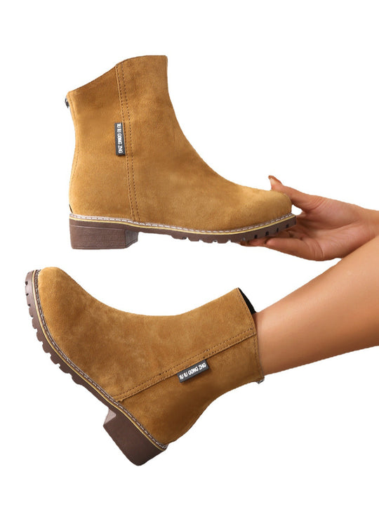 Damen Modische Ankle Boots aus Wildleder mit Reißverschluss Heidi-Mode