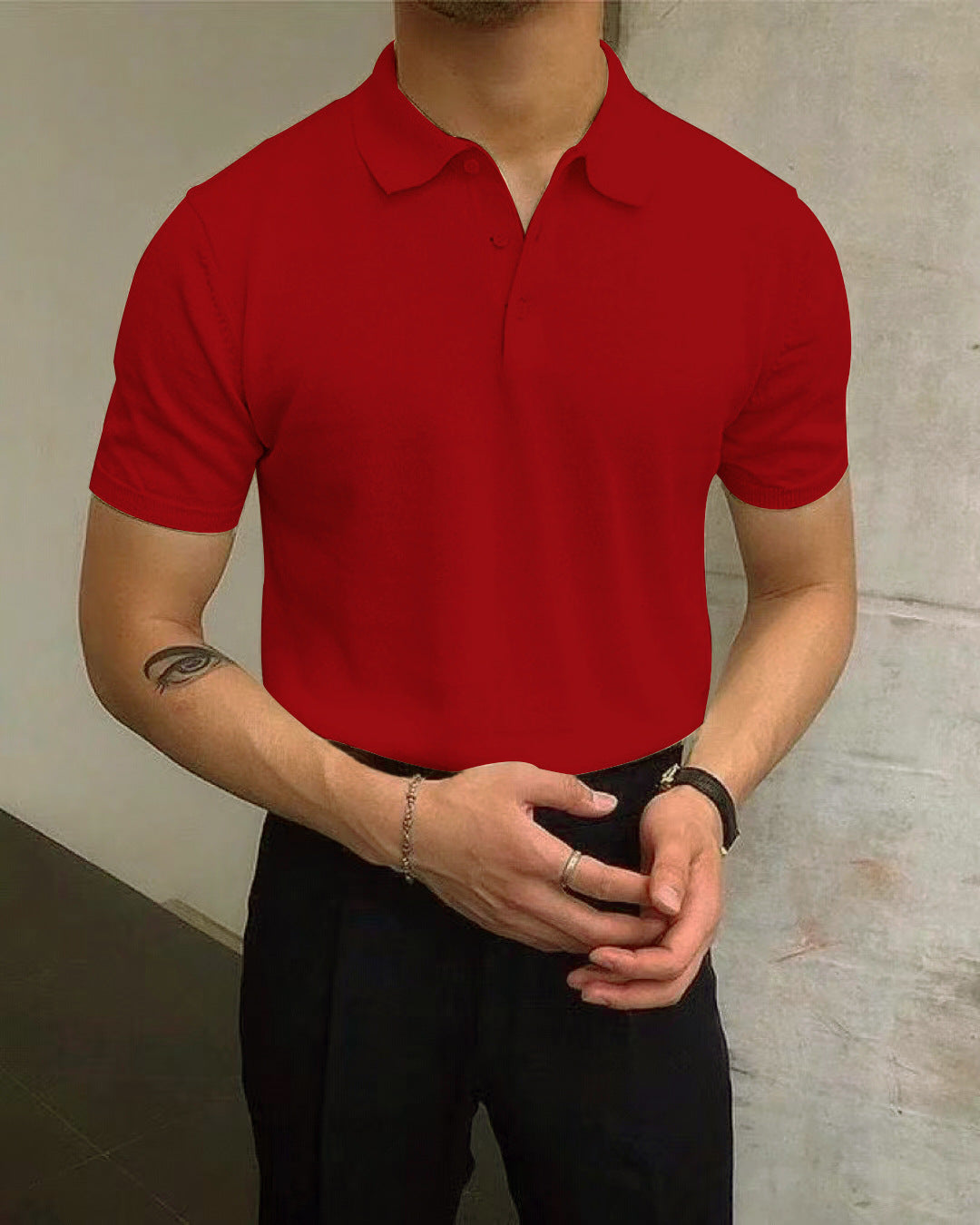 Herren Polo-Shirt aus atmungsaktiver Baumwolle mit elegantem Kragen Heidi-Mode