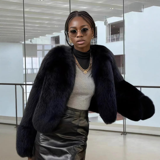 Damen Fleece Kunstpelzmantel Heidi-Mode