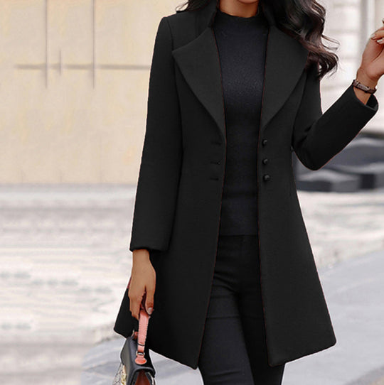 Damen modischer Mantel mit eleganter Knopfleiste und schickem Revers Heidi-Mode