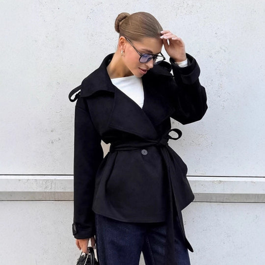 Damen Elegante Utility-Jacke mit Taillengürtel und entspannter Passform Heidi-Mode