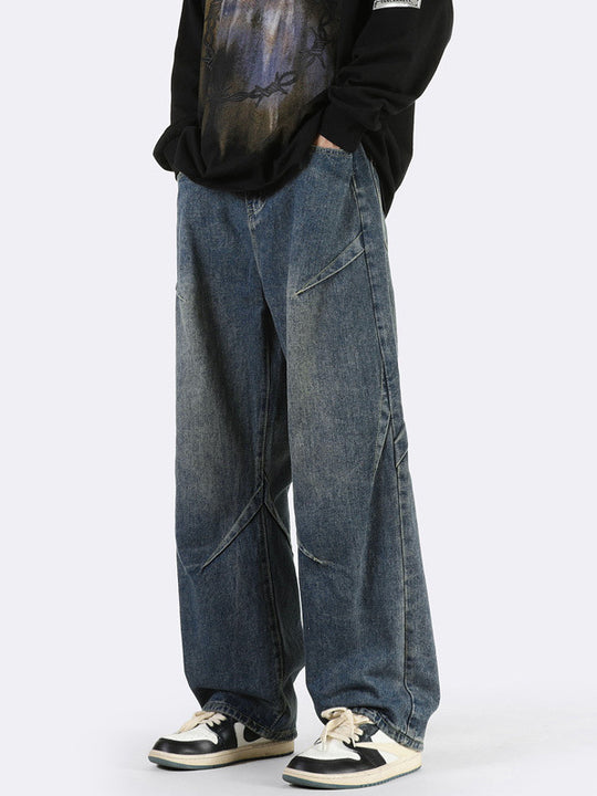 Herren weite Denim-Jeans mit einzigartigen Nahtdetails und lässigem Schnitt Heidi-Mode