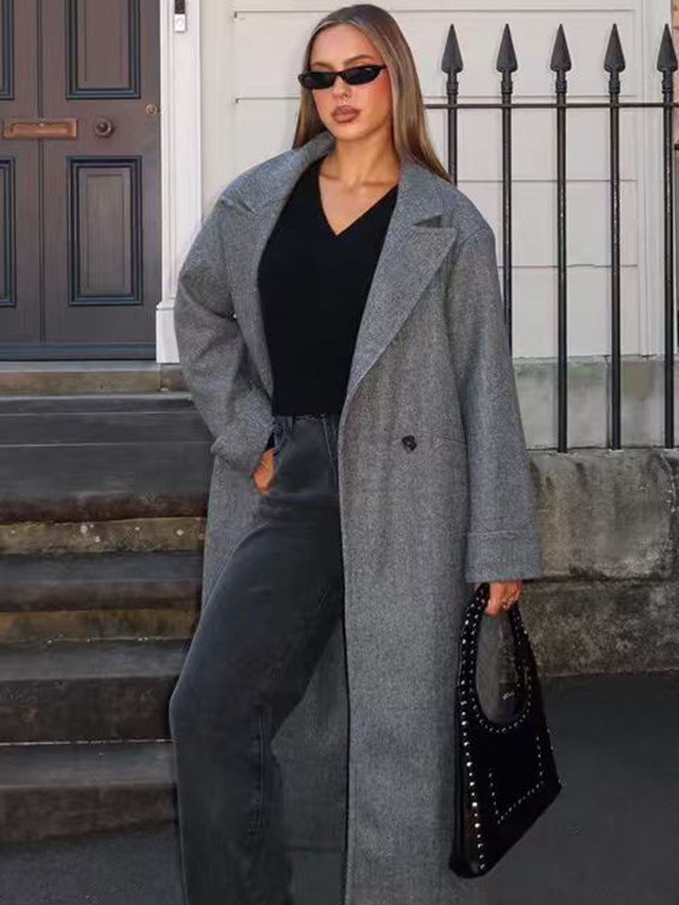 Damen Schicke Übergröße Wollmantel Heidi-Mode