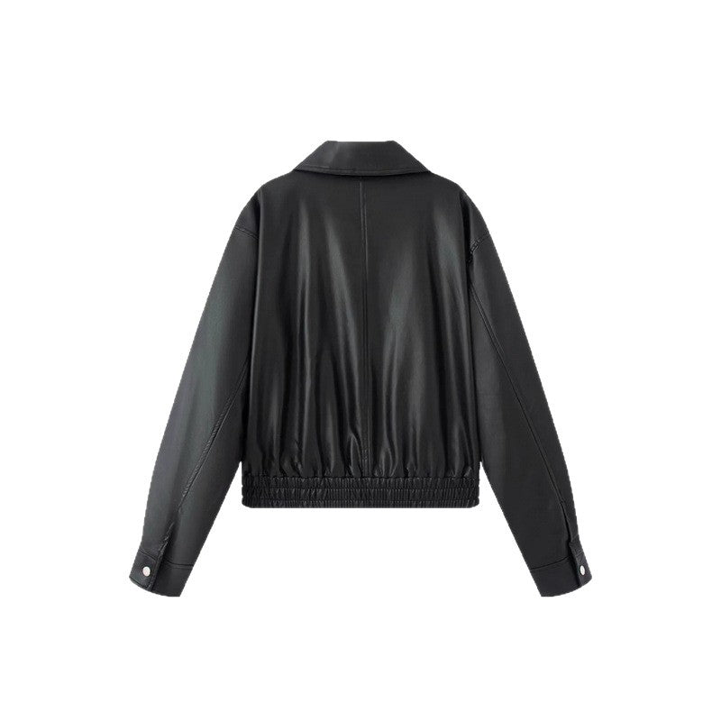 Damen modische Kunstlederjacke mit raffinierter Passform Heidi-Mode