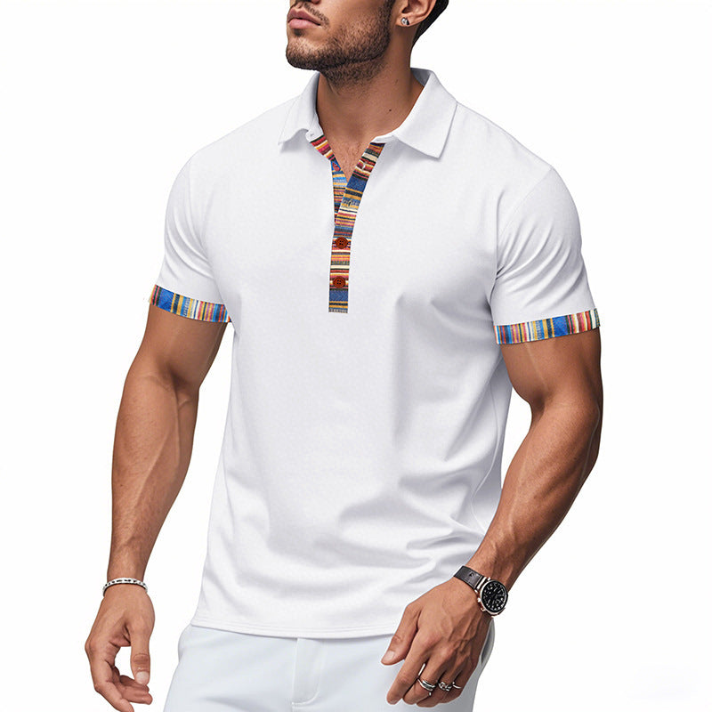 Herren Polo-Shirt mit buntem Kragen und strukturierter Optik Heidi-Mode
