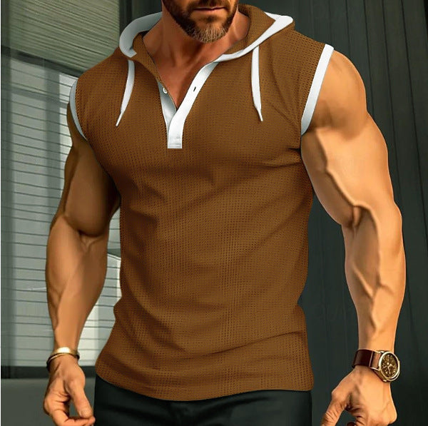 Herren ärmelloses Polo-Shirt mit stylishem Kapuzenkragen Heidi-Mode