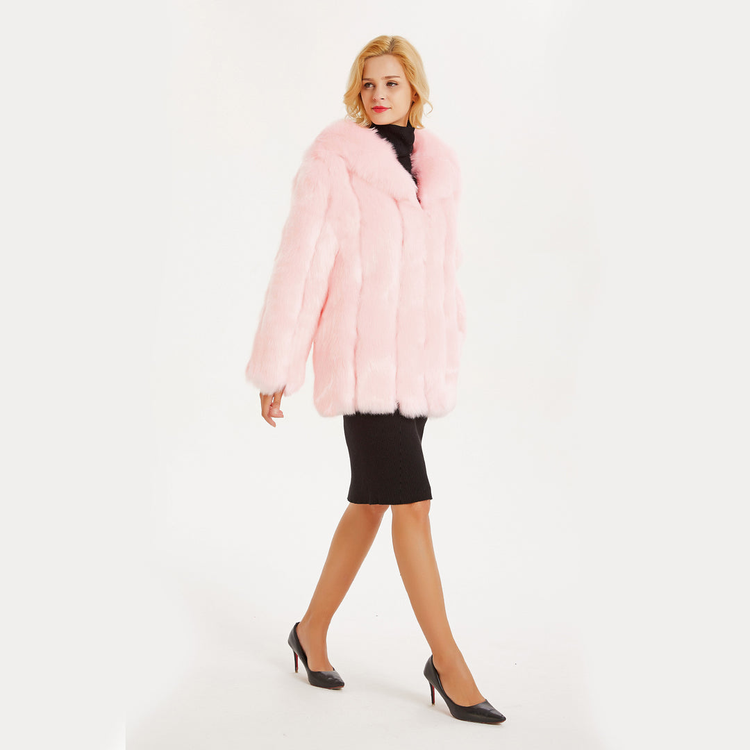 Damen Luxuriöse Kunstfelljacke mit voluminösen Ärmeln Heidi-Mode