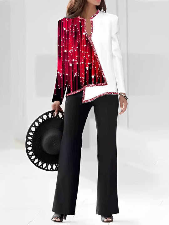 Damen Elegante Statement-Jacke mit asymmetrischem Schnitt und funkelnden Details Heidi-Mode