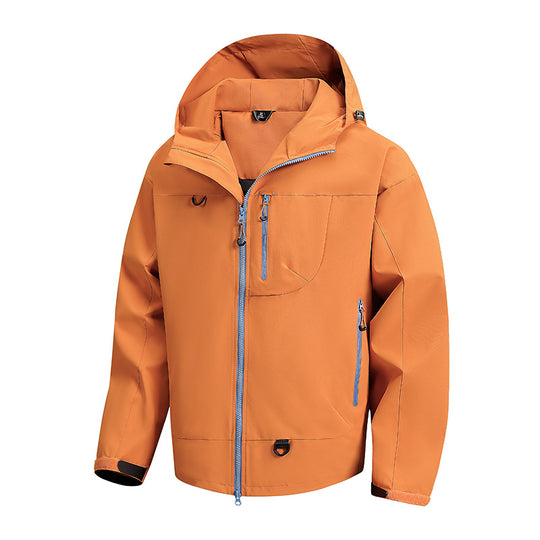 Herren technische Outdoor-Jacke mit Gewebe und verstellbarem Kapuzensystem Heidi-Mode