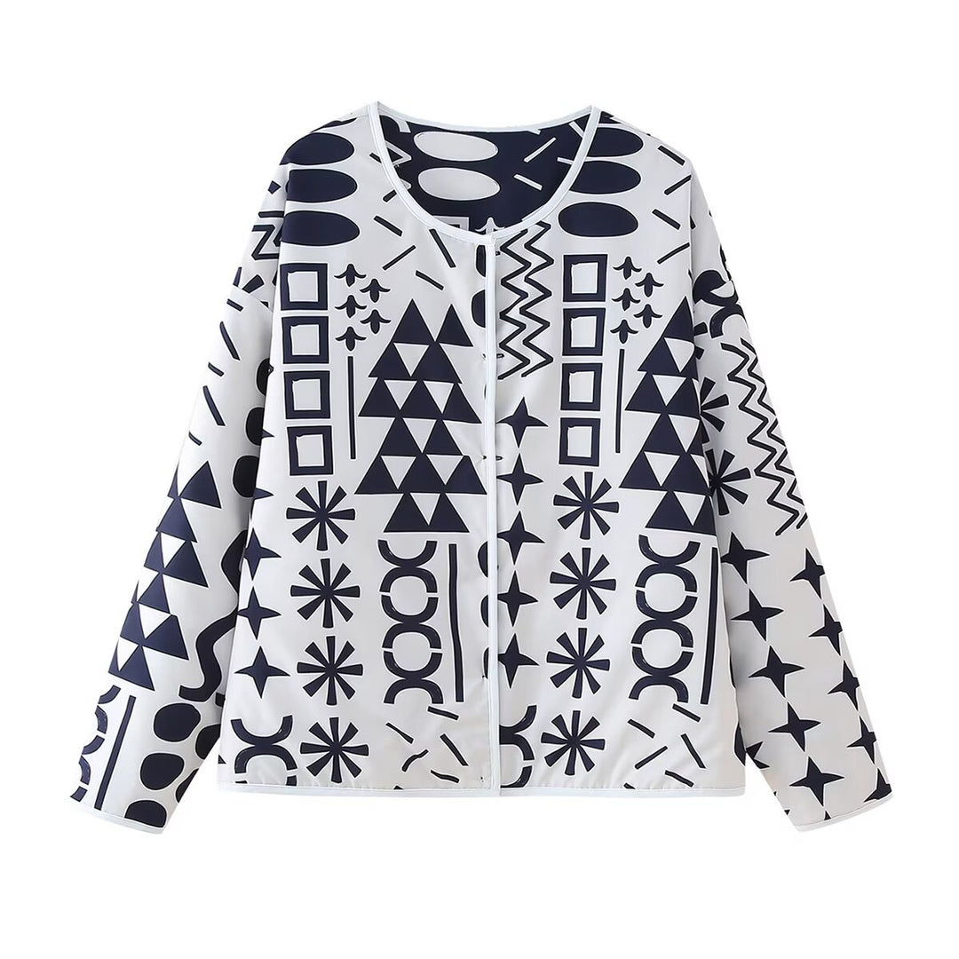 Damen Sportjacke mit modernem geometrischem Muster und leichtem Material Heidi-Mode