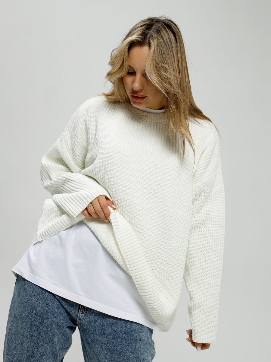 Damen lässiger Oversized Pullover mit strukturiertem Strickmuster Heidi-Mode